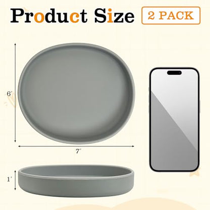 BNOSDM Silicone Dog Food Plate Shallow Dog Bowl Flat Cat Dish 2 Pack Small Puppy Plates for Small Dogs and Cats Whisker Fatigue Pet Feeding Bowls for Dry and Wet Food (Light Brown) - color: 2 Pcs - (Light Brown)