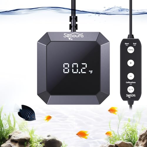 Aquarium Thermometer Submersible, Digital Fish Tank Thermometers with USB for GlassTank, Aquariums Temperature Gauge ±1℉ Accurate, Suitable for Fish, Turtle, Saltwater or Freshwater, 6.56ft Power Cord - color: Black