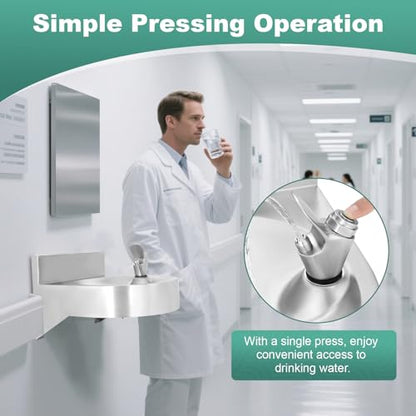 Water Drinking Fountain Wall Mounted for Schools, Gyms, Parks & More | Compact & Space-Saving Design,One-Click Water Output, Stainless Steel Commercial Hydration Station for Indoor & Outdoor