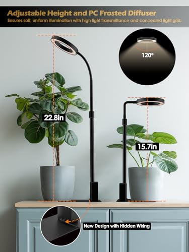 Smart Grow Lights for Indoor Plants, Plant Light with Auto-Timer, Full Spectrum LED Grow Light, Adjustable Height & Stepless Dimming,Plant Assistant Suitable for Most Plants (Black-1) - color: Black-1