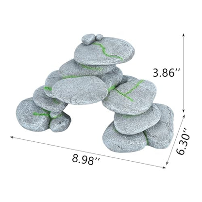 IBWell Resin Reptile Hides Pebble Shrimp Hides for Aquarium Tank Terrarium Reptile Rock Hide Fish Tank Caves and Hides Reptile Hideouts for Lizard Snake Gecko - color: Rocks grey