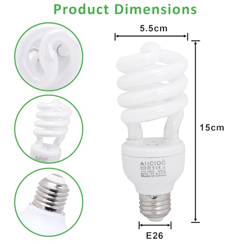Aiicioo UVB Reptile Light 10.0 23W Desert UVB Spiral Compact Fluorescent Lamp UVB Reptile Light Bulb Tropical and Sub-Tropical UVB Bulb for Reptiles - size: UVB 10.0 23W