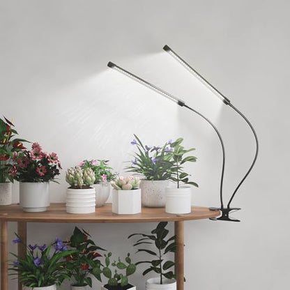 GHodec Grow Light,Full Spectrum White 84 LED Clip Plant Lights for Indoor Plants Growing, 4/8/12H Timer & 5 Dimmable Levels (80W) - size: 80W