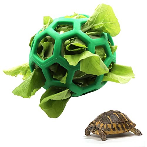 Tortoise Treat Ball Toy Hay Fruit Vegetable Feeder Hanging Feeding Grass Holder Foraging Toy for Small Animals Pet Tortoise Turtle - color: Green