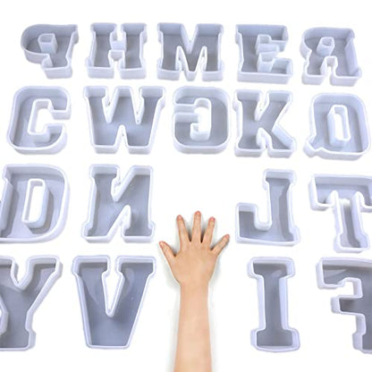 6 inch 26 Pack English Alphabet Silicone Letter Mold - Capital & Large Letter Resin Casting Mold - color: letter-6inch-26-pack