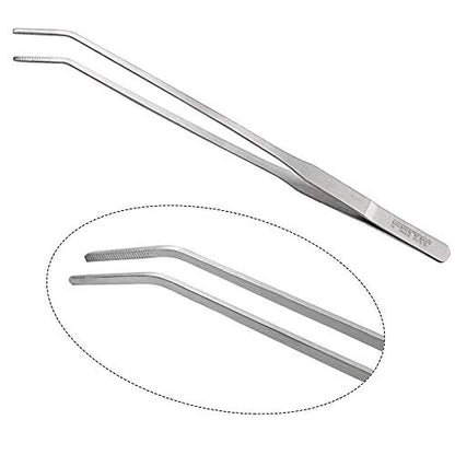 FEITA Aquarium Tweezer Set - Long Stainless Steel Curved & Straight Feeding Tweezers Scissors Maintenance Tools Kit (3 Pcs) - color: Sliver 3pcs