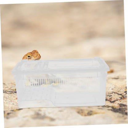 HEALLILY Plastic Reptile Collection Box Climbing Pet Display Container Portable Breeding Habitat for Turtles Lizards Snakes
