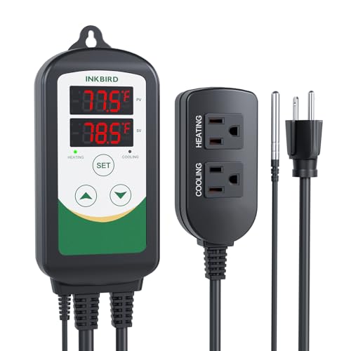 Inkbird 2025 Updated Temperature Controller, Reptile Thermostat ITC-308 Digital Heating and Cooling Temp Controller for Attic Fan, Carboy, Freezer, Grow Tent, Max 1100 W (110 V)