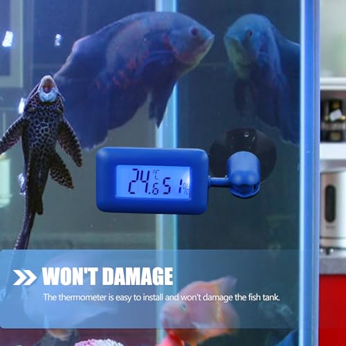 Hemobllo Mini Reptile Terrarium Thermometer with Rotating Night Light Suction Cup Digital Temperature Humidity for Turtle Lizard Aquarium Boxes Safe Touch