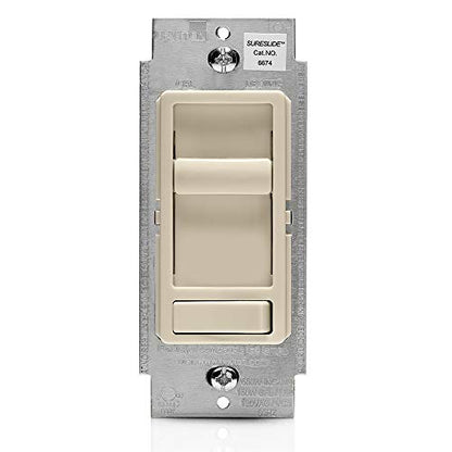 Leviton SureSlide Dimmer Switch for Dimmable LED, Halogen and Incandescent Bulbs, 6674-P0T, Light Almond - color: Light Almond