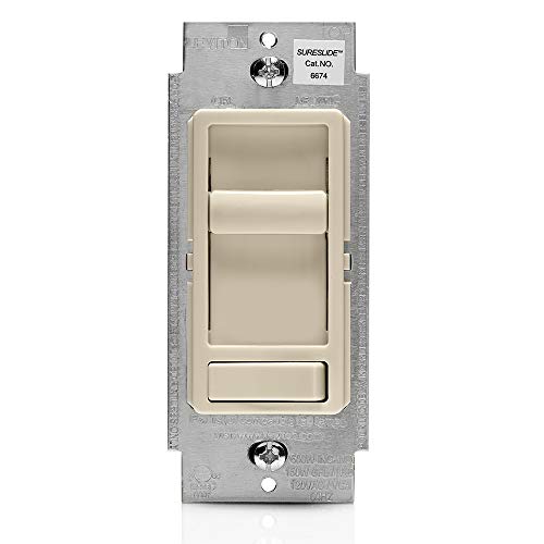 Leviton SureSlide Dimmer Switch for Dimmable LED, Halogen and Incandescent Bulbs, 6674-P0T, Light Almond - color: Light Almond