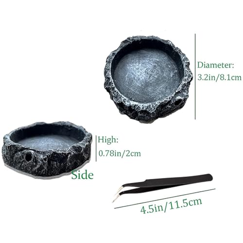 2PCS Reptile Water Dish Food Bowl Set Reptile Feeder Food and Water Dish with Feeding Tweezers Tong for Leopard Gecko Lizard Frog Snake Chameleon Tortoise(Style 1) - color: style 1