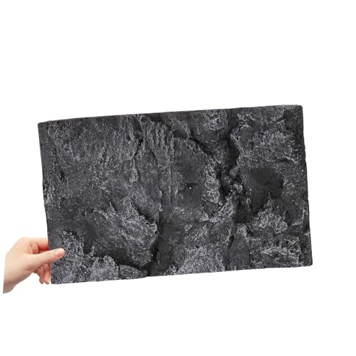 KESYOO 3D Reptile Tank Decoration Board PU Background Plate Natural Stone Green (pu63-1 Qinglong), Turtle Aquarium Terrarium Background, Realistic Decoration - color: Black/White