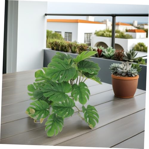 PRETYZOOM Artificial Hanging Plant for Reptile Tank Décor with Suction Cup, 23-Leaf Monstera Fake Plant for Amphibian and Reptile Habitat, Lifelike Terrarium Ornament for Indoor Tanks