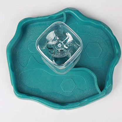 POPETPOP Reptile Water Dispenser-Reptile Waterer Automatic Refilling Water Dispenser Tortoise Lizard Turtle Feeding Water Bowl with Bottle(Blue)