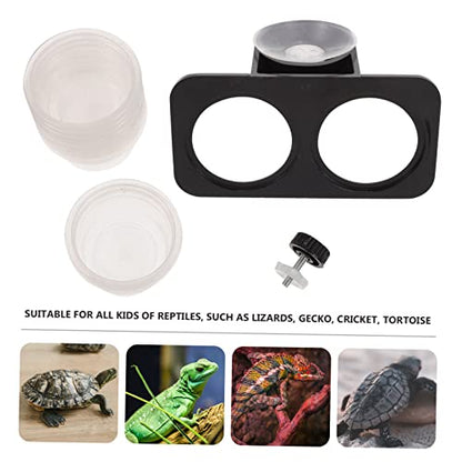 BESPORTBLE Reptile Feeder with Feeding Bowls and Suction Cup Practical Worm Container for Gecko Food and Water Easy to Clean and Durable Feeding for Lizards - size: 11.7X6.3X5.7CM