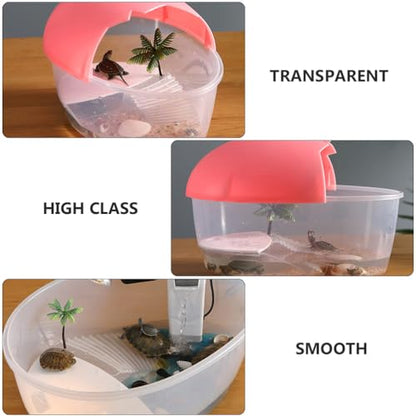 Small Turtle Tank with Basking .84X6.69X6.10 Inches Portable Turtle Breeding Box for Aquatic Turtles and Small Reptiles Plastic Case for Water Habitat