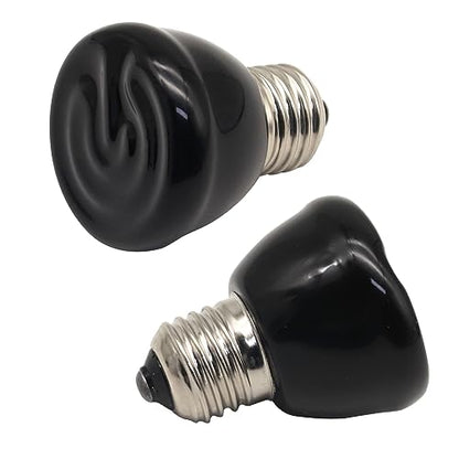 Mini Reptile Heat Lamp, 25w Infrared Ceramic Heat Emitter, No Light Emitting Reptile Heat Bulbs,Ceramic Heat Lamp for Amphibian, Chicken Coop,Cat, Turtle, Snake,Terrarium (2, 25 W) - size: 25 W