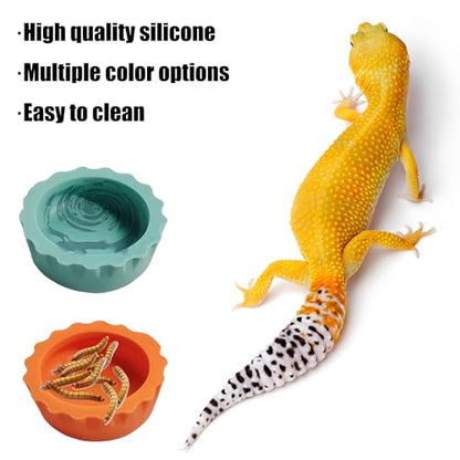 9pcs Crested Gecko Tank Accessories:Food Dish& Feeding Cups - Gecko Feeder &Corner Water Bowl for Reptile Tanks