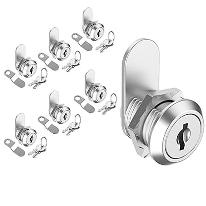 6 Pack Cabinet Locks with Keys, 5/8" Cam Lock Keyed Alike, Mailbox Lock Replacement Secure Drawer Tool Box Mail Box RV Door, Zinc Alloy - size: 6 Pack 5/8 Inch Silver