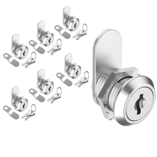 6 Pack Cabinet Locks with Keys, 5/8" Cam Lock Keyed Alike, Mailbox Lock Replacement Secure Drawer Tool Box Mail Box RV Door, Zinc Alloy - size: 6 Pack 5/8 Inch Silver