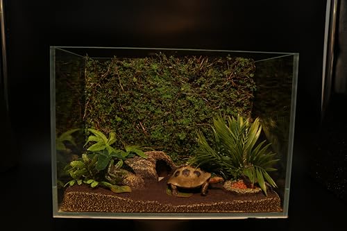 AQUA KT Reptile Moss Background Backdrop Wall Artificial Terrarium Habitat Amphibian Cage Decoration for Lizard Bearded Dragon Snake Tree Frog Chameleon Climbing, Pack of 4