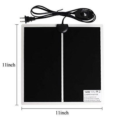 KABASI Reptile Heating Pad, 14W 11x11 inch Waterproof Reptile Heat Pad Under Tank Terrarium with Temperature Control, Safety Adjustable Reptile Heat Mat for Turtle, Tortoise, Snakes, Lizard, Gecko - color: 14W-11x11 in