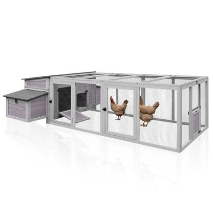 103’’ Large Chicken Coop with Run, Wooden Chicken House with Two Large Nesting Box and Leakproof Tray, Outdoor Hen House Poultry Cage for 4-6 Chickens, Waterproof Roof - size: 103"L x 39"W x 26.8"H