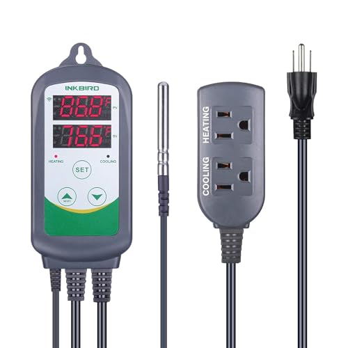 Inkbird WiFi Temperature Controller ITC308 Reptile Freezer Thermostat Digital Heating and Cooling Heater Cooler Greenhouse Plug Outlet 2 Stage 1100W 110V