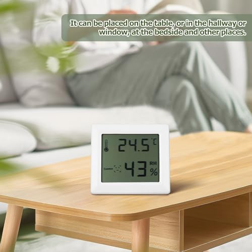 2 Pcs Digital Hygrometers with LCD Large Screen Display, Abs Material Indoor Humidity and Temperature Gauge for Daily Life Use, Compact Design Suitable for Pets, Babies,