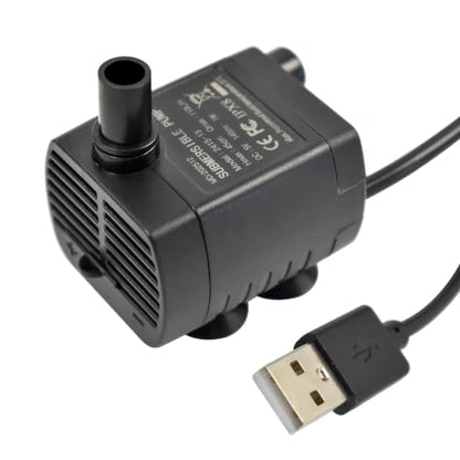 CONQUERALL DC 5V USB Powered Submersible Water Pump Quiet with LED Light 29GPH 1W 1.5ft for Pet Water Fountain (Black) - color: Usb 5v 1w 110l/H 45cm Head (Black), size: 1PC