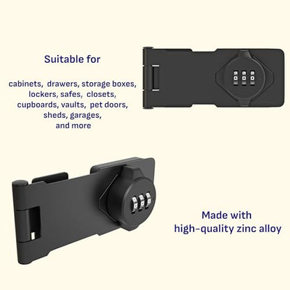 3-Digit Combination Lock, Black, Keyless, Zinc Alloy, Cabinet Door Latch, Easy DIY Installation, Wide Range of Uses - color: Black