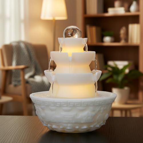 Tabletop Water Fountain - Desktop Waterfall Fountain Indoor Tabletop Humidifiers Home Decoration for Office, Living Room, or Bedroom - color: L2438