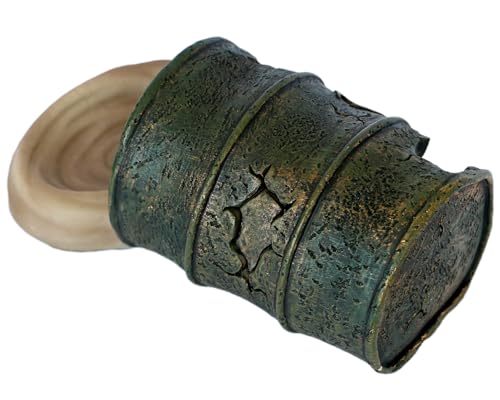 Resin Cave Habitat Hidden for Reptile and Amphibians.Terrarium & Aquarium Decor, Retro Bucket Design. Hide Cave with Dish,Perfect for Bearded Dragons,Lizards,Snakes,Geckos,Tortoises,Small Animals