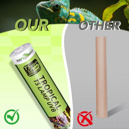 REPTI ZOO 2 Pack 22" T5 5.0 UVB Reptile Light Bulb 24W, UVA UVB Fluorescent Lamp Tube for Turtles, Chameleon, Tortoises, Lizard - color: 5.0 UVB-22" 24W