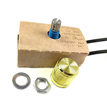 Zing Ear ZE-03 Full Range Inline Table Lamp LED Dimmer Switch Incandescent Light Rotary Replacement Combo Kit 120VAC/240VAC 300W Watt MAX Paper Outer Shell (Brass) Easy to Install