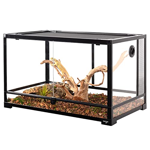 WACOOL Tempered Glass 40 Gallon Reptile Tank, Front Opening Reptile Terrarium 30" x 18" x 18" for Bearded Dragon Gecko Lizard, Top Screen Ventilation & Anti Escape Lid - size: 30" x 18" x 18"(40 Gallon)
