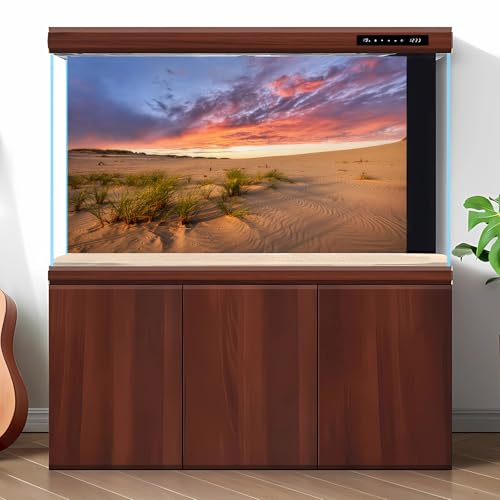Sunset Desert Reptile Tank Background Majestic Desert Landscape Terrarium Background Desert Sand Dunes Reptile Habitat Background Sunrise Gobi Barren Thorns Aquarium Fish Tank Background 72x18in - size: 72(W)x18(H)inches/ 180(W)*45cm(H)