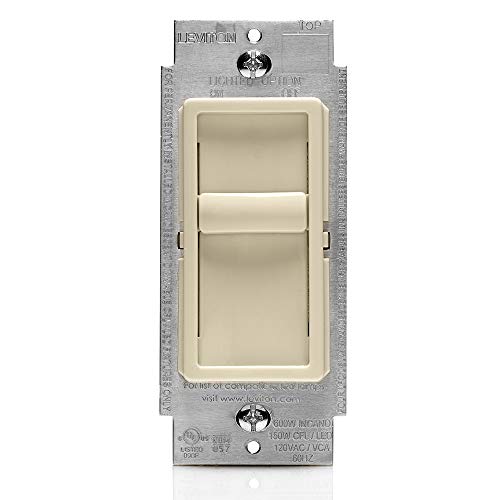 Leviton SureSlide Dimmer Switch for Dimmable LED, Halogen and Incandescent Bulbs, 6672-1LT, Light Almond - color: Light Almond