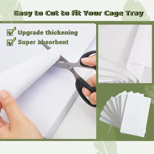 ZIQON 120 Pcs Bird Cage Liner Papers Big Size Cage Paper Liners Disposable Cage Paper Liners Precut Absorbent Cushion Pad Mat Accessories for Pet Bird Parrot (White, 12.2×8.2 inch) - size: 12.2*8.2 inch
