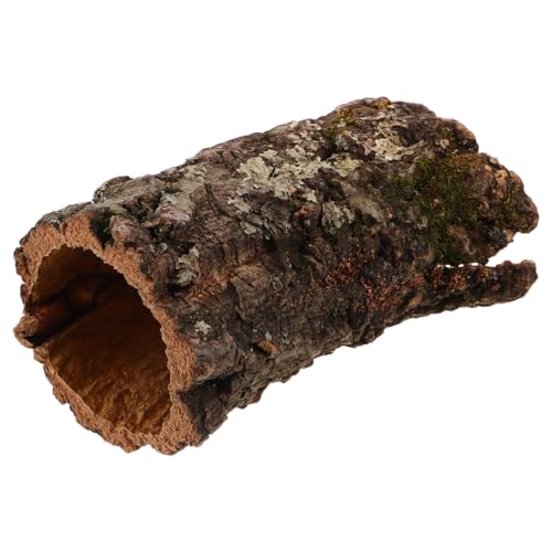 VOSAREA Tree Trunk Reptile Hide Log, Hollow Tree Trunk Ornament, Climbing Platform Shelter for Terrarium Tank, Reptile Cave Hideout for Gecko, Lizard, Snake 7-8cm Diameter