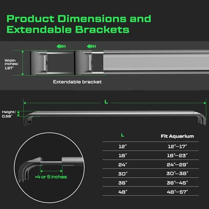 LED Aquarium Light with Remote, IP67 Waterproof Freshwater Planted Grow Light, Full Spectrum Fish Tank Light with Timer, Dimmable RGB+W, Upgrade Appearance, High Performance (30-35inch) - size: 30-38inch