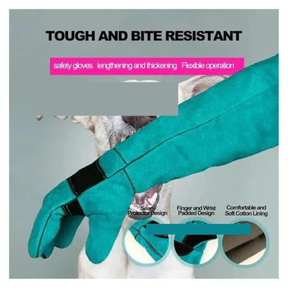 Anti-Bite Safety Gloves Ultra Long Thickened Green, Compatible for Grip Biting Catch Pets Protective Dog Reptiles Animal Supplies(60cm) - color: 60cm
