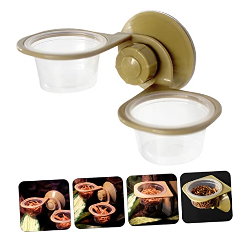 DOITOOL 3sets Reptile Food Dish Feeder Pp Abs Wall-Mounted for Lizards Geckos 2pcs*3 - color: Goldenx3pcs, size: 5.5x3cmx3pcs