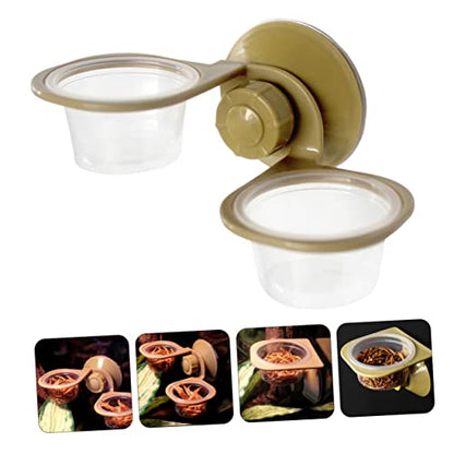 DOITOOL 3sets Reptile Food Dish Feeder Pp Abs Wall-Mounted for Lizards Geckos 2pcs*3 - color: Goldenx3pcs, size: 5.5x3cmx3pcs