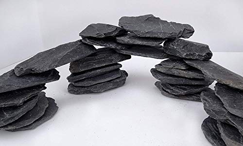 Natural Slate Stone 3 to 5 inch Rocks for Miniature and Fairy Garden, Aquascaping Aquariums, Reptile enclosures & Model Railroad. (5lbs) - size: 5 Pounds