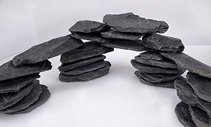 Natural Slate Stone 3 to 5 inch Rocks for Miniature and Fairy Garden, Aquascaping Aquariums, Reptile enclosures & Model Railroad. (5lbs) - size: 5 Pounds