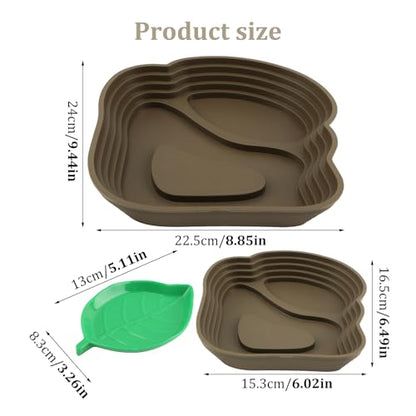 Reptile Bathing Pool, Right-Angle Detachable Design for Easy Water Changes, Internal & External Ramps for Easy Access, ABS Smooth Easy-Clean Water Dish for Small Reptiles
