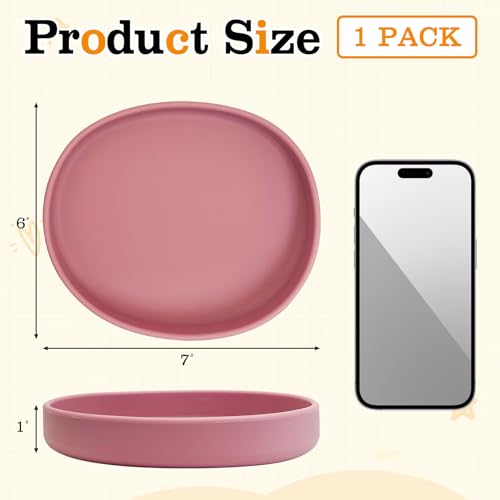 Silicone Dog Food Plate Shallow Dog Bowl Flat Cat Dish Small Puppy Plates for Small Dogs and Cats Whisker Fatigue Pet Feeding Bowls for Dry and Wet Food (Light Brown) - color: 1 Pcs - (Red)