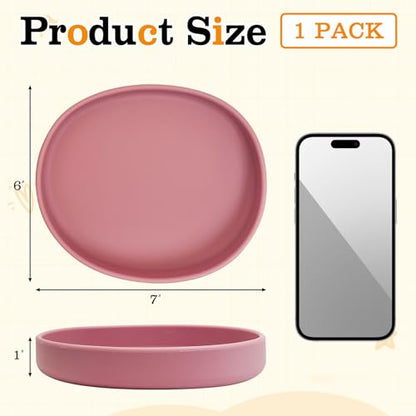 Silicone Dog Food Plate Shallow Dog Bowl Flat Cat Dish Small Puppy Plates for Small Dogs and Cats Whisker Fatigue Pet Feeding Bowls for Dry and Wet Food (Light Brown) - color: 1 Pcs - (Red)